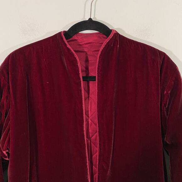 Vintage Bloomingdale's Women's Burgundy Velvet Open Front Jacket Size S NWT - Picture 2 of 9